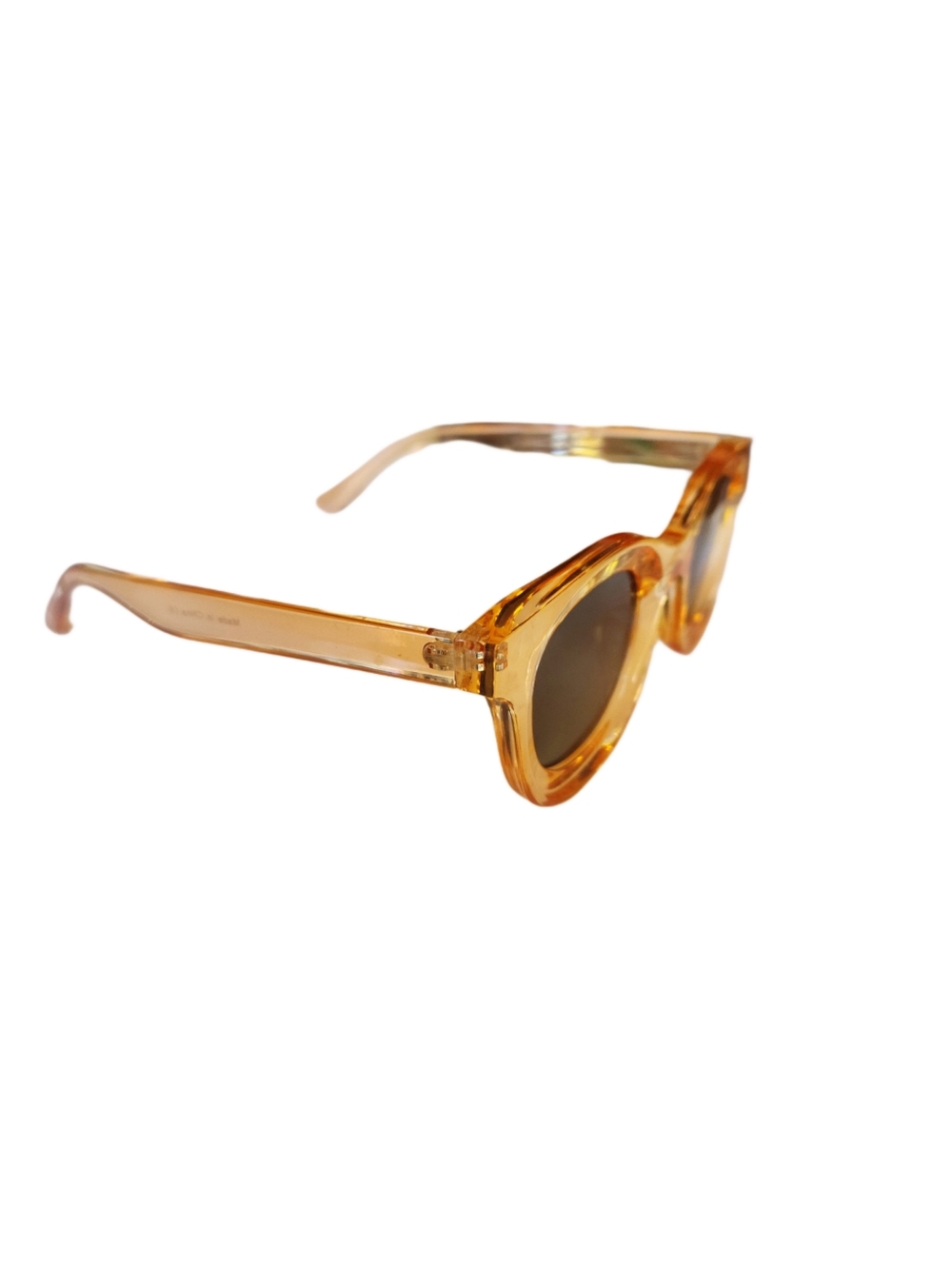 Amber Orange Thick Retro Transparent Frame Sunglasses Polarized Lens - Picture 3 of 4